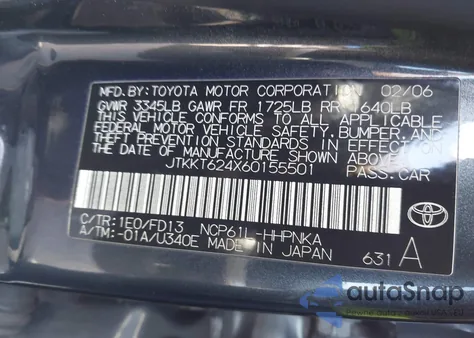 2006 Scion Xa from USA, damaged, VIN JTKKT624X60155501